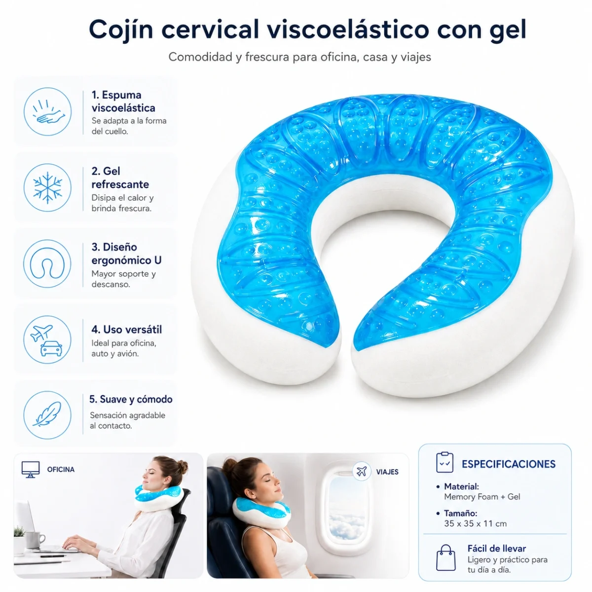 Almohada viajera con gel - Imagen 4