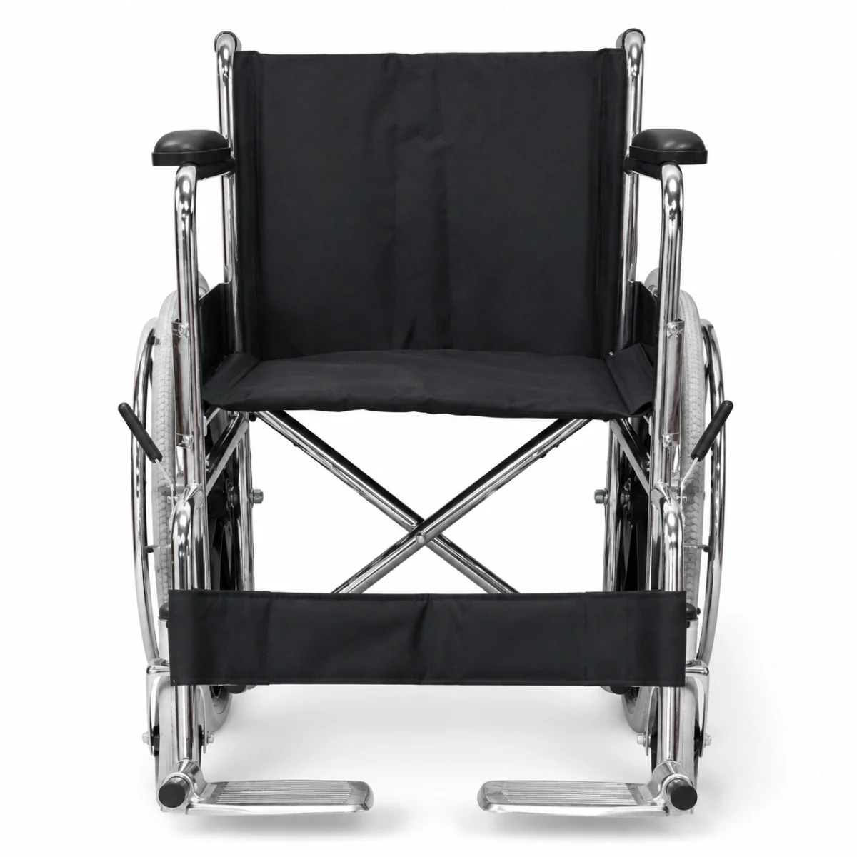 Silla de Ruedas Estándar Cromada de Lona Plegable - Imagen 2