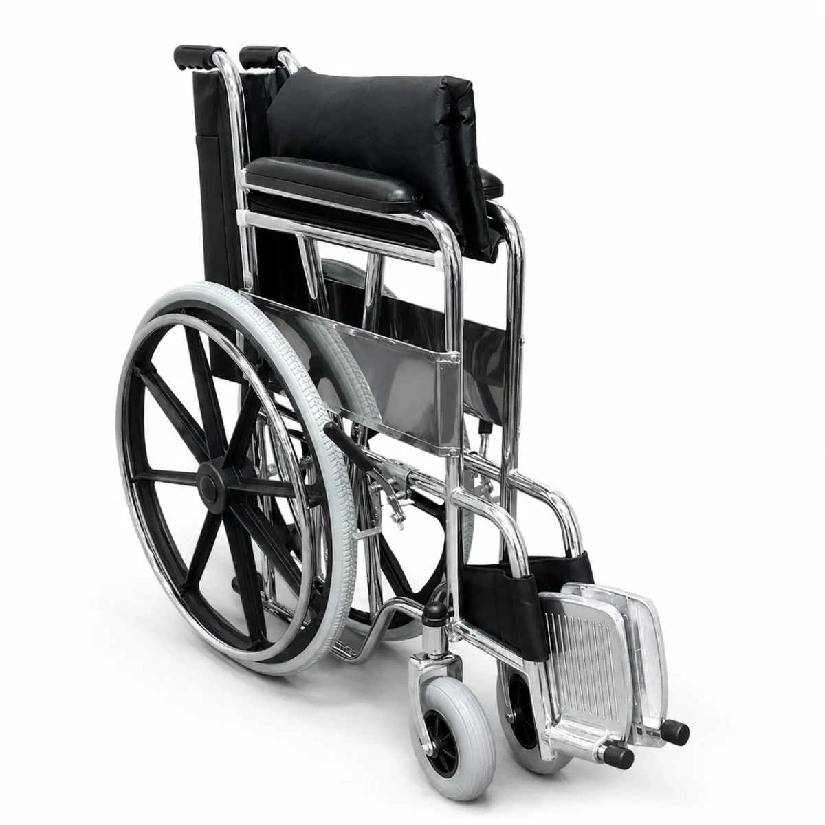 Silla de Ruedas Estándar Cromada de Lona Plegable - Imagen 4