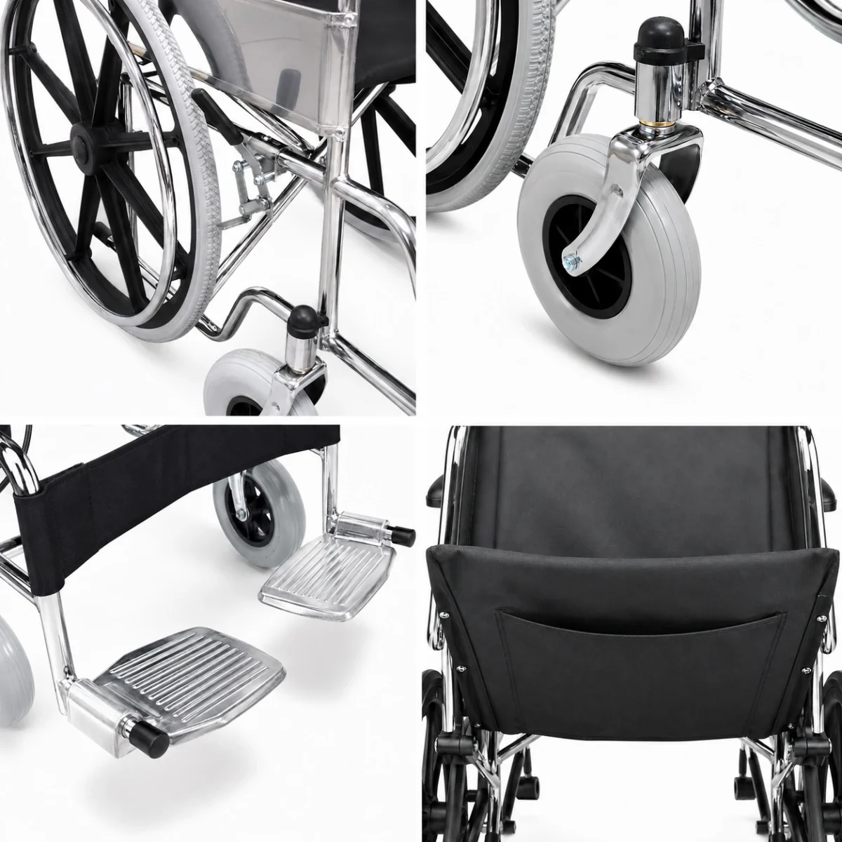 Silla de Ruedas Estándar Cromada de Lona Plegable - Imagen 5