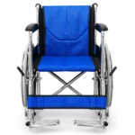 Silla de Ruedas Plegable Cromada Doble Acolchado Azul - Imagen 2