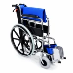 Silla de Ruedas Plegable Cromada Doble Acolchado Azul - Imagen 4