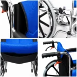 Silla de Ruedas Plegable Cromada Doble Acolchado Azul - Imagen 5