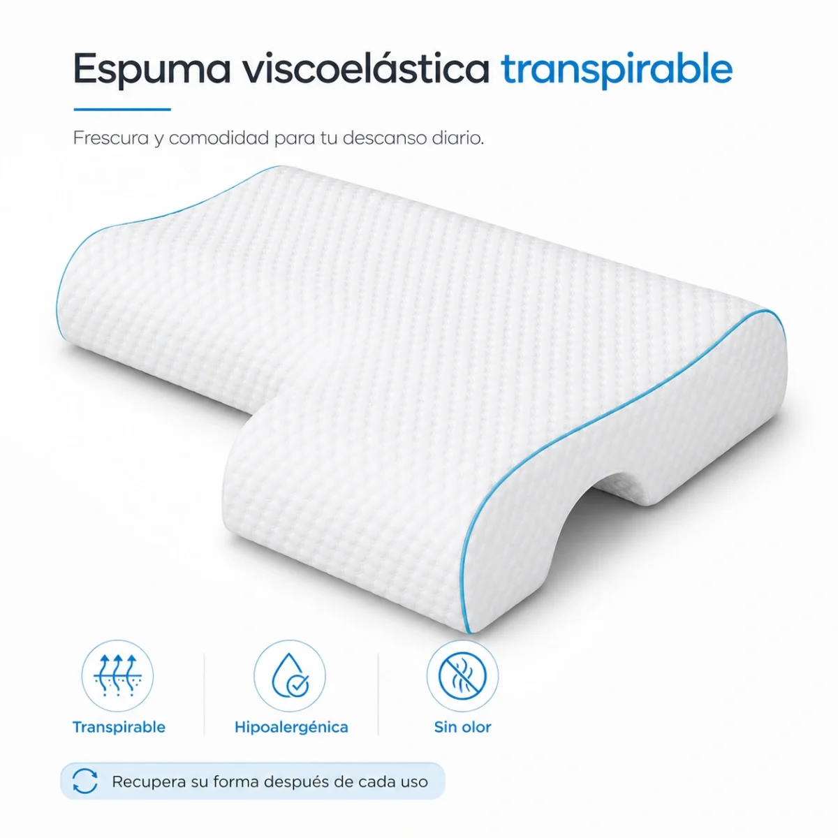 Almohada Ortopédica Viscoelástica para Dormir de Lado - Imagen 4