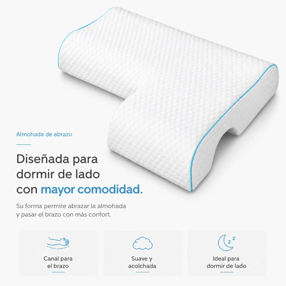 Almohada Ortopédica Viscoelástica para Dormir de Lado - Imagen 2