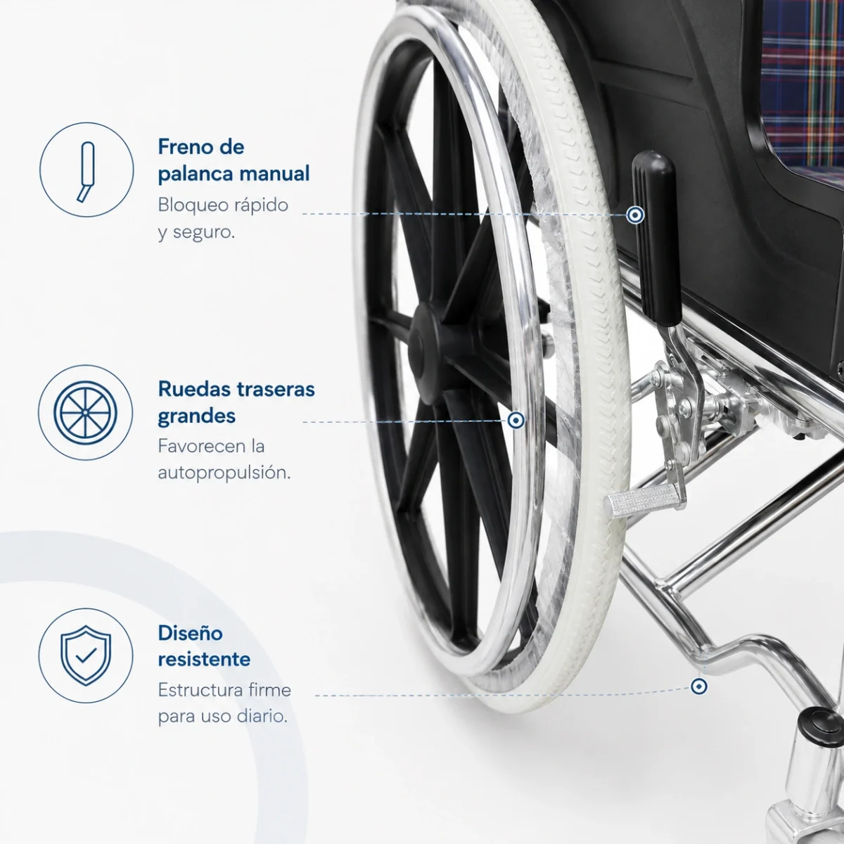 Silla de Ruedas Estándar de Aluminio a Cuadros - Imagen 6