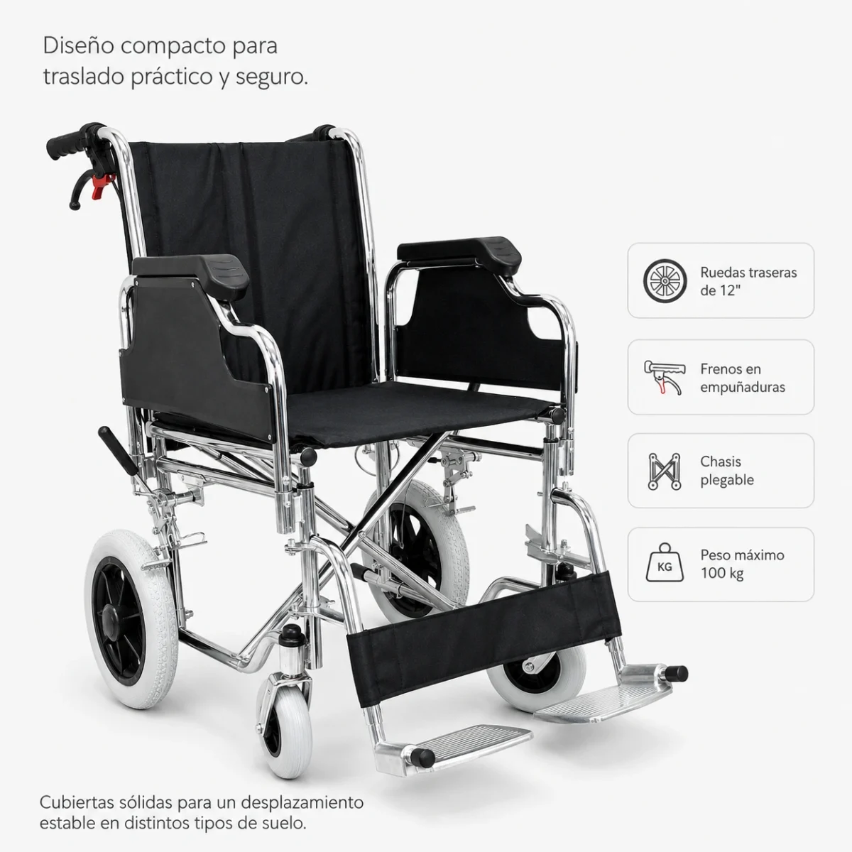 Silla de Ruedas Desmontable para Paseo - Imagen 9