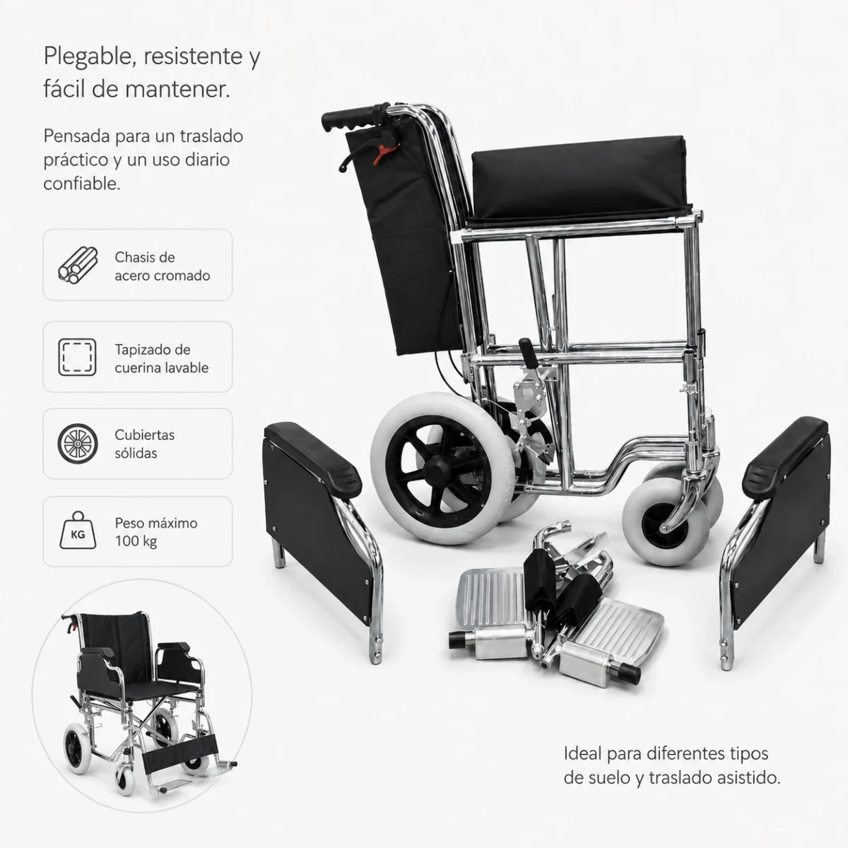 Silla de Ruedas Desmontable para Paseo - Imagen 6