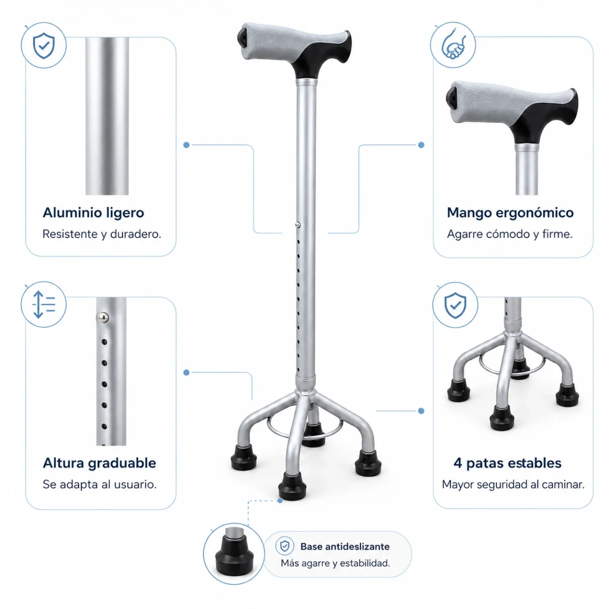 Bastón Ergonómico de 4 Patas Altas - Imagen 2