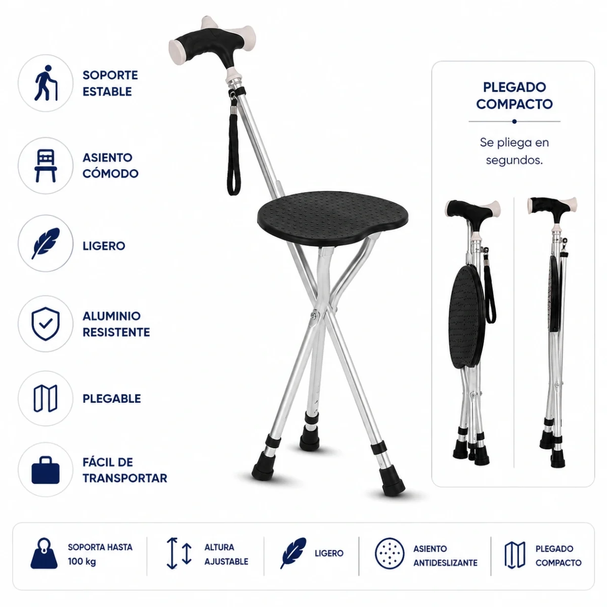 Bastón con Asiento Regulable - Imagen 3